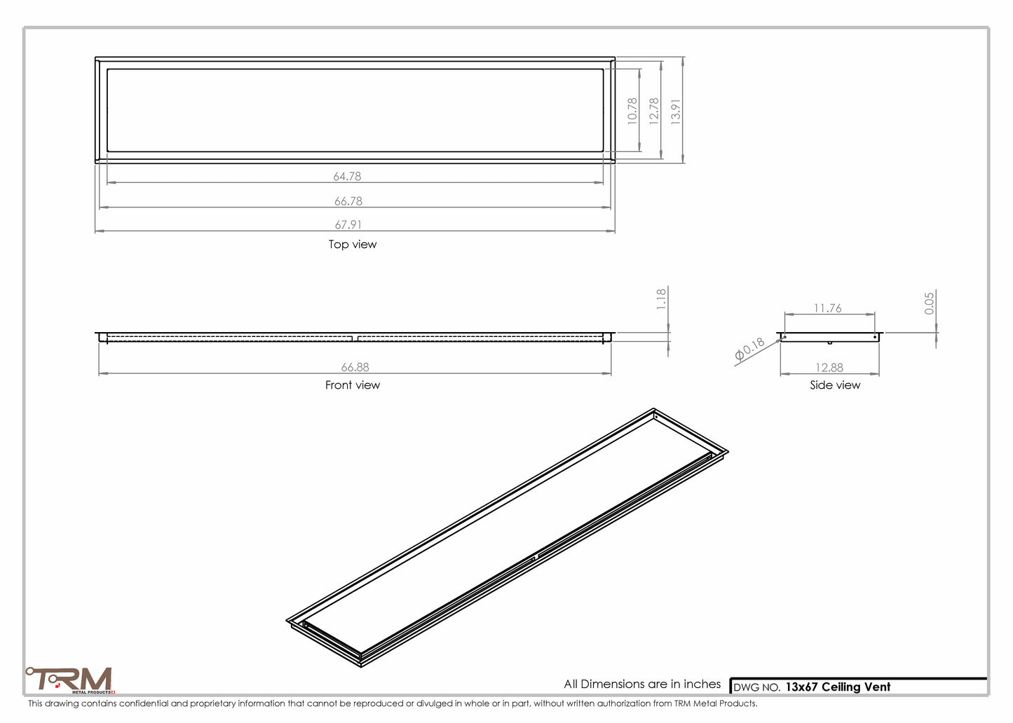 13x67-Modern-Ceiling-Vent Cover-TRM Metal- 67x13