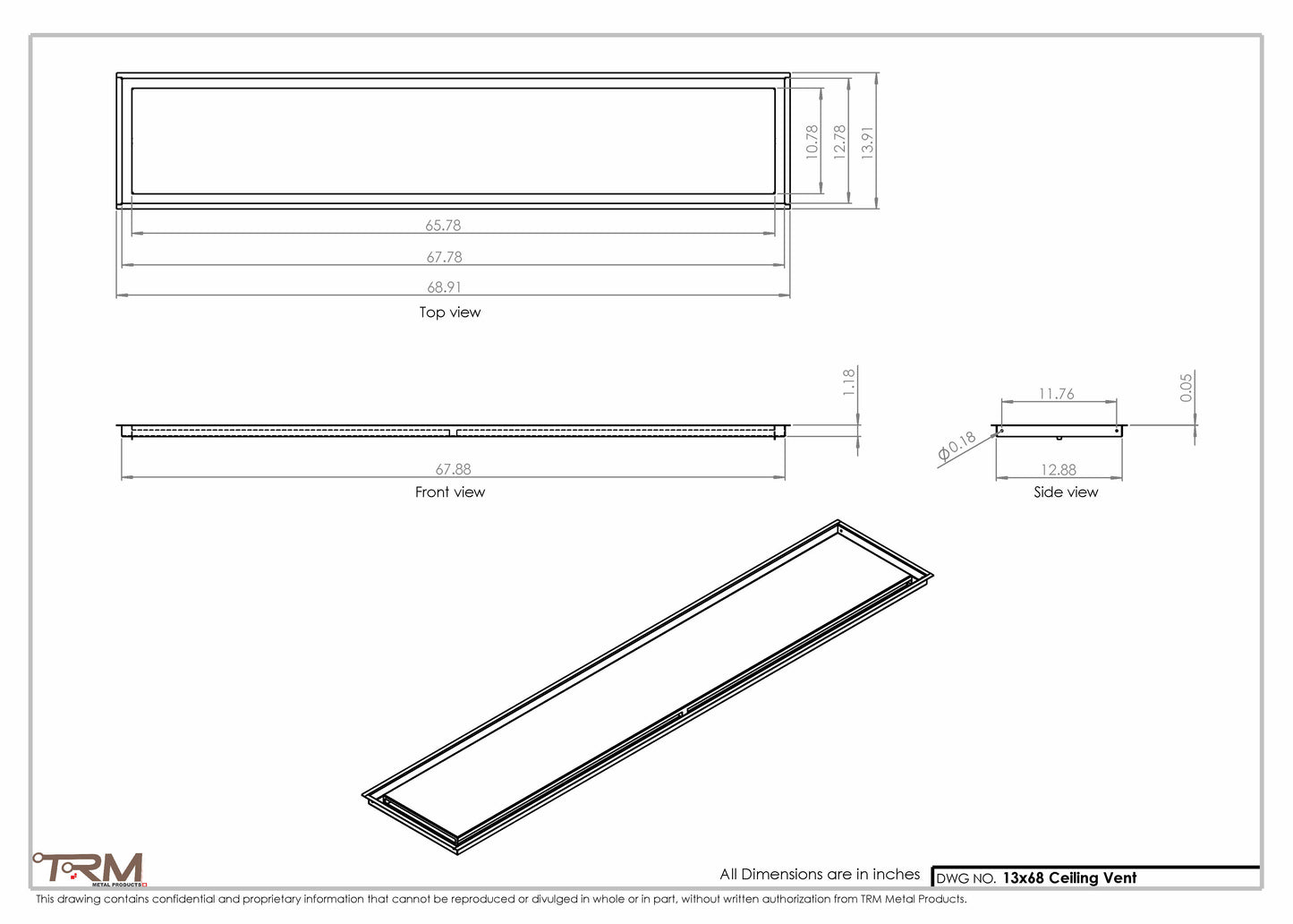 13x68-Modern-Ceiling-Vent Cover-TRM Metal- 68x13