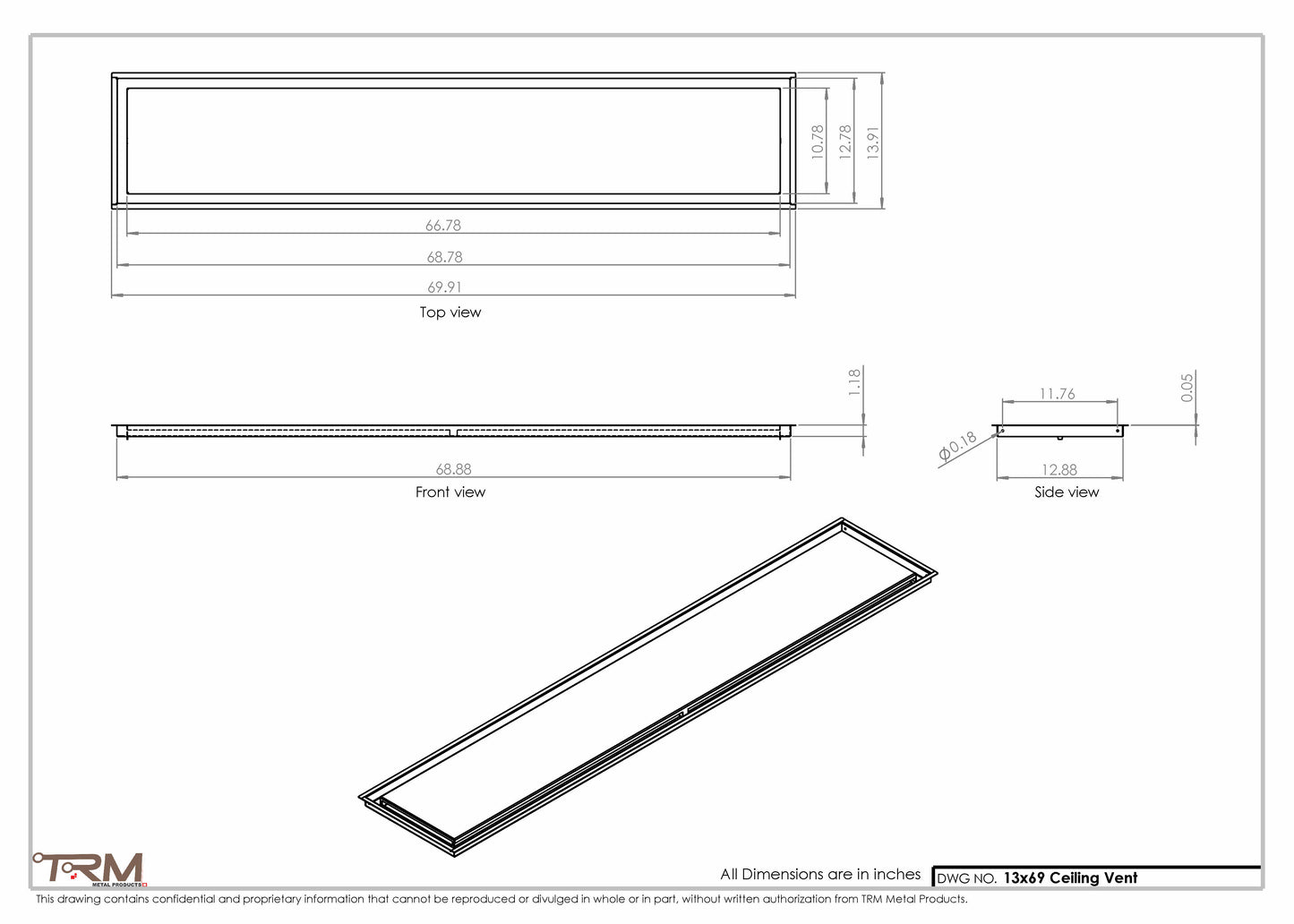 13x69-Modern-Ceiling-Vent Cover-TRM Metal- 69x13