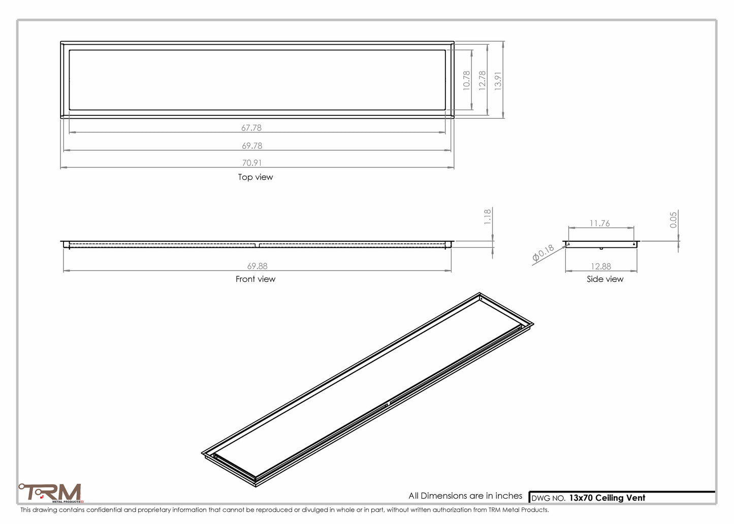 13x70-Modern-Ceiling-Vent Cover-TRM Metal- 70x13