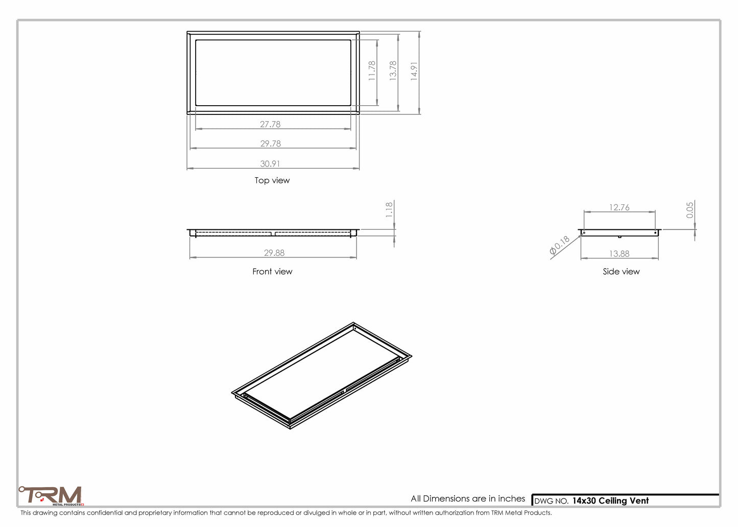 14x30-Modern-Ceiling-Vent Cover-TRM Metal- 30x14