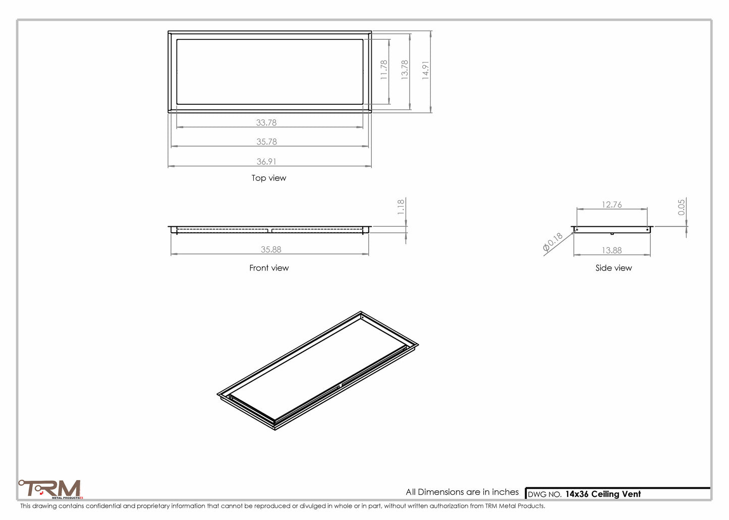 14x36-Modern-Ceiling-Vent Cover-TRM Metal- 36x14