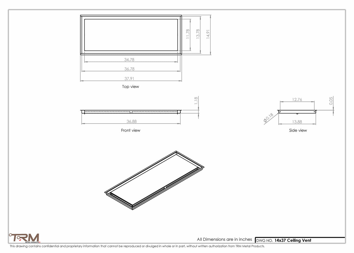 14x37-Modern-Ceiling-Vent Cover-TRM Metal- 37x14