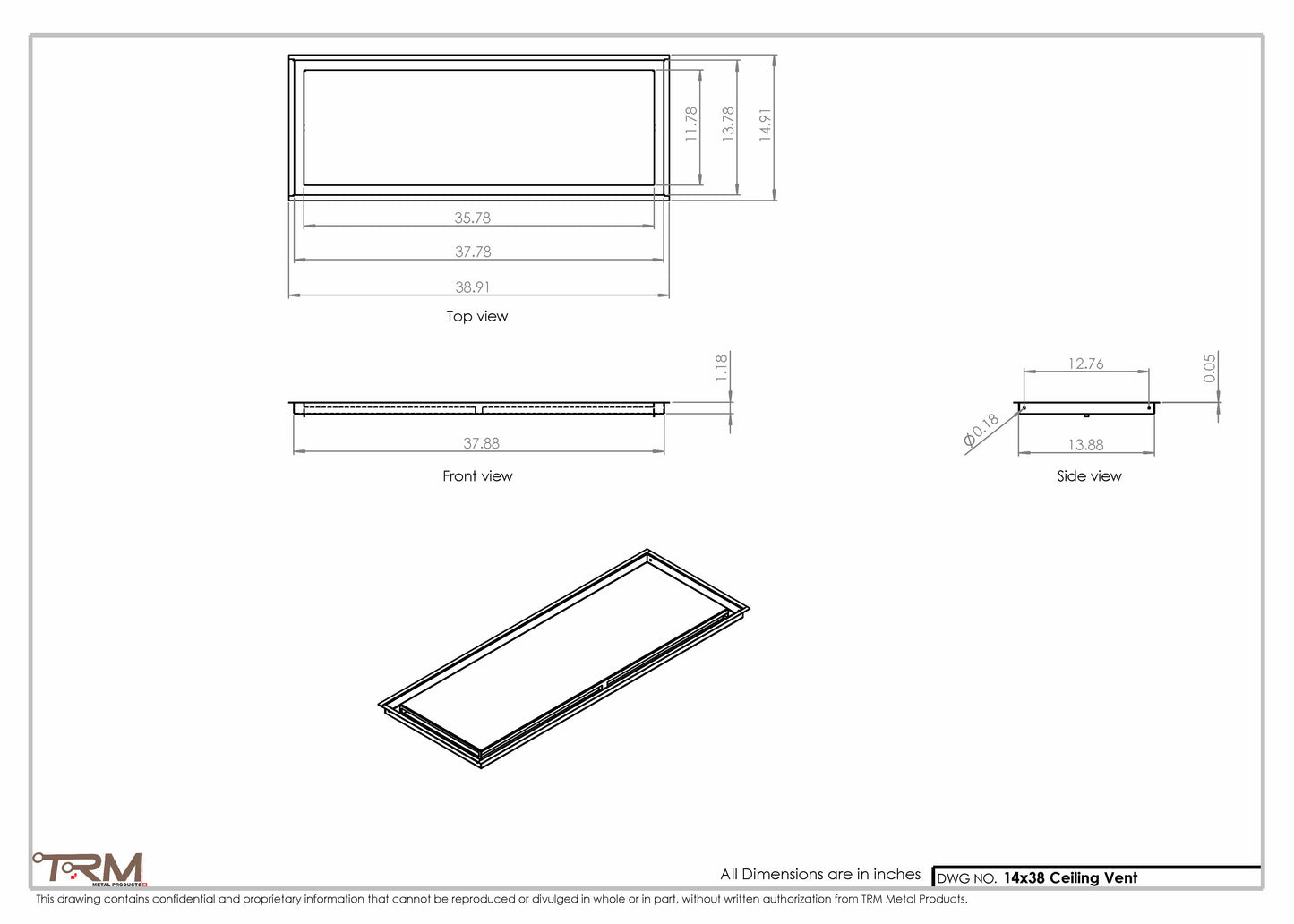 14x38-Modern-Ceiling-Vent Cover-TRM Metal- 38x14
