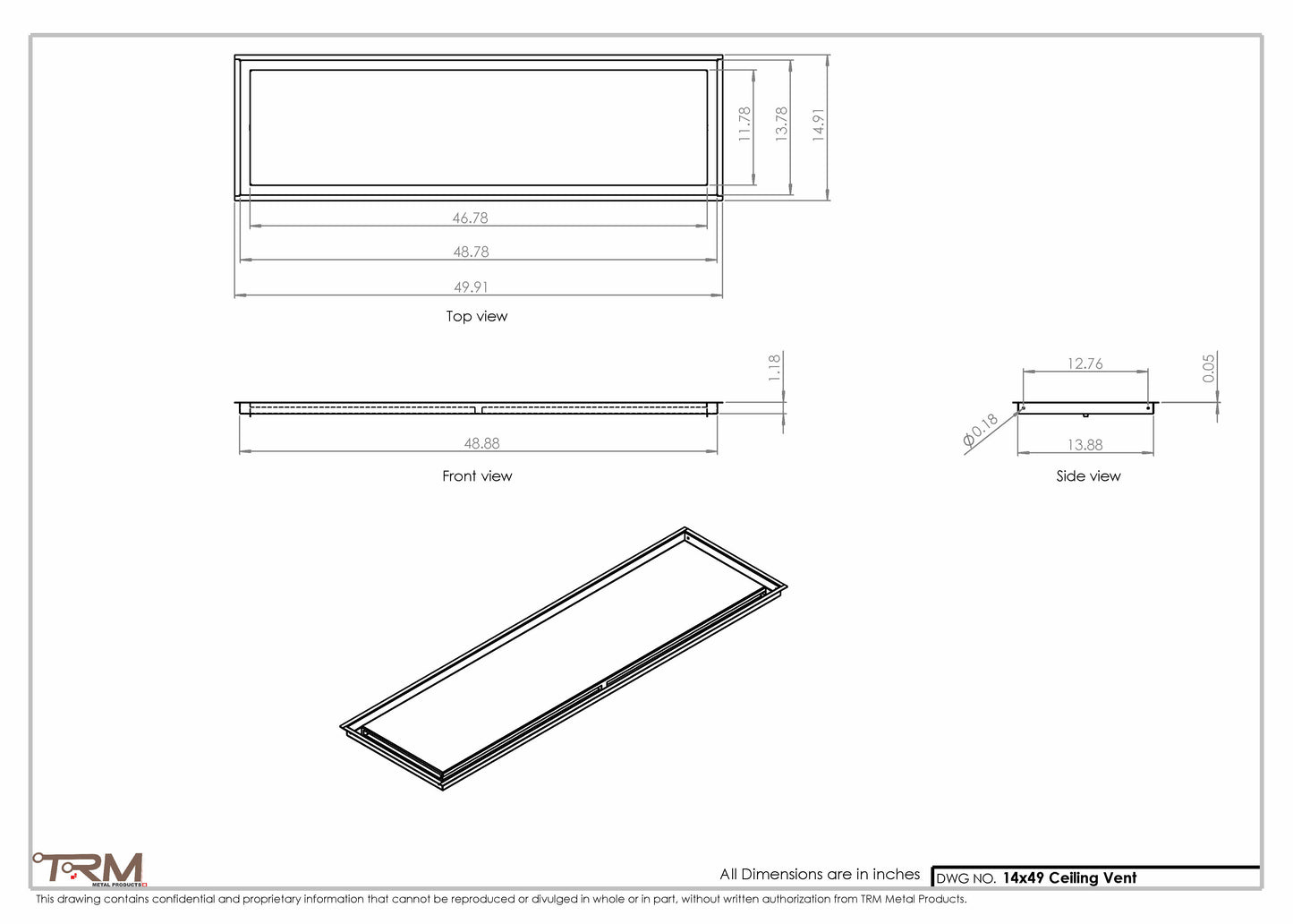 14x49-Modern-Ceiling-Vent Cover-TRM Metal- 49x14