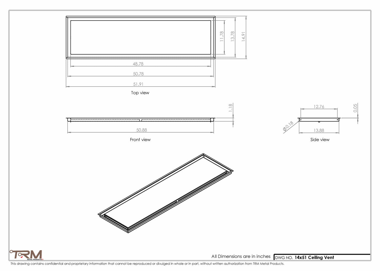 14x51-Modern-Ceiling-Vent Cover-TRM Metal- 51x14