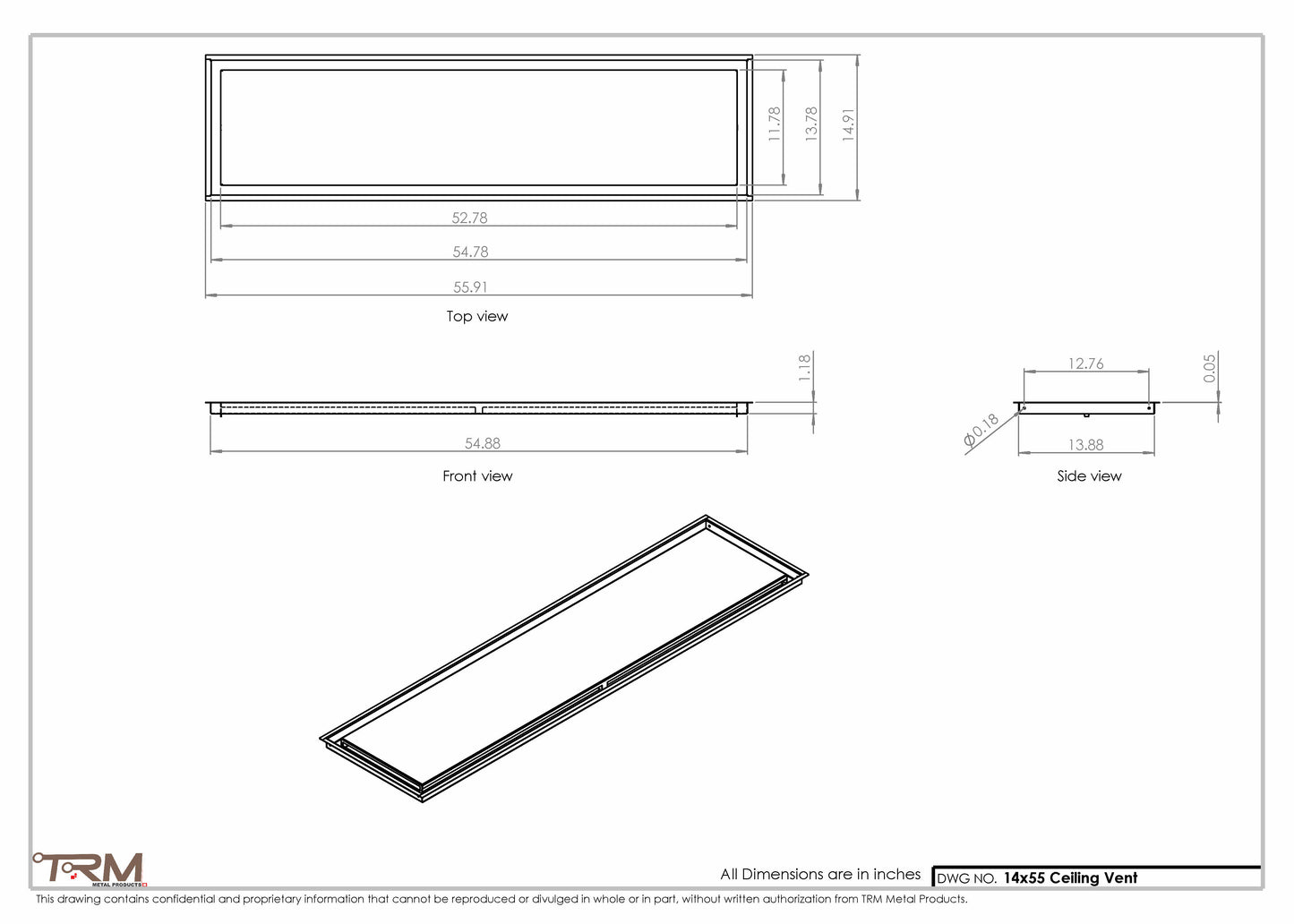 14x55-Modern-Ceiling-Vent Cover-TRM Metal- 55x14