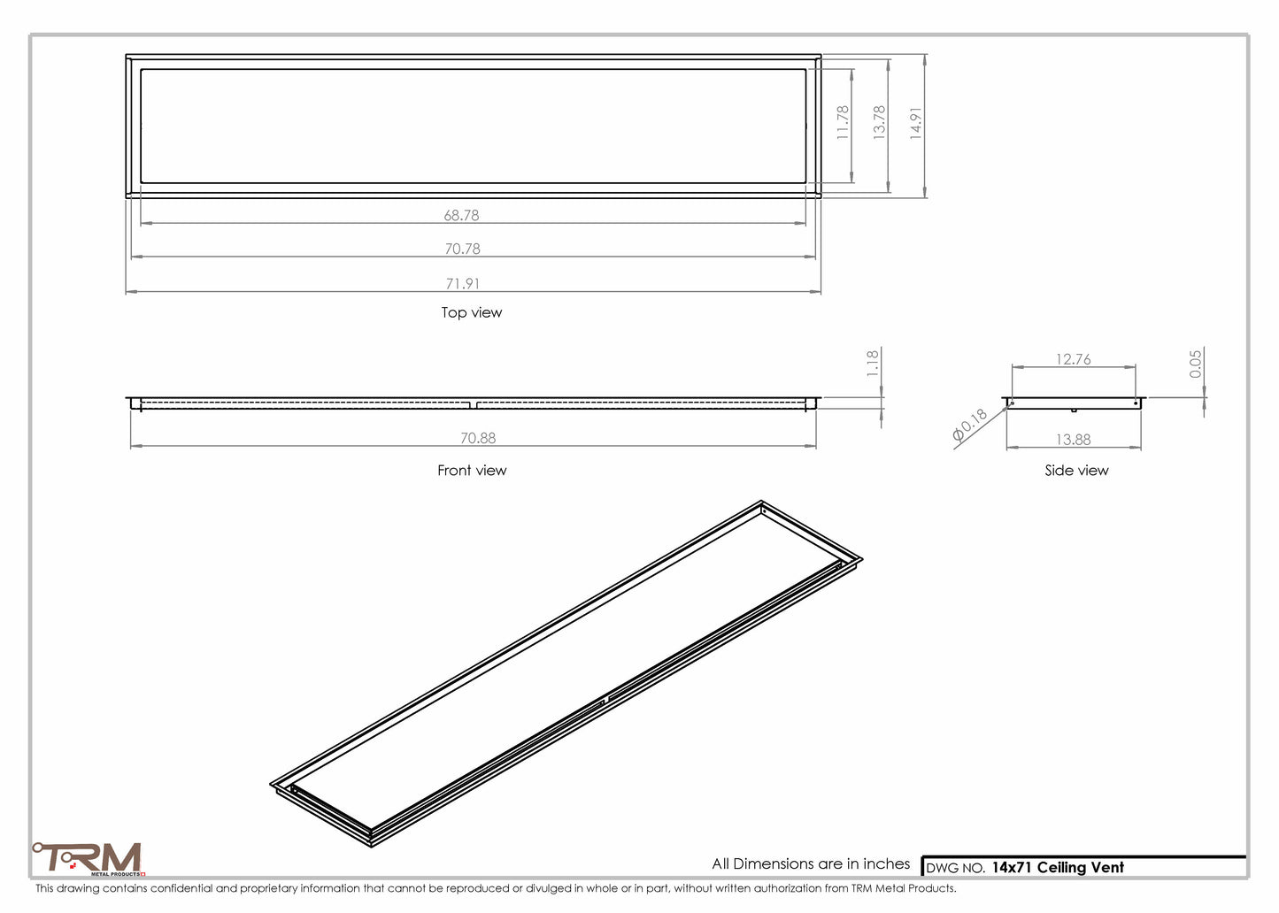 14x71-Modern-Ceiling-Vent Cover-TRM Metal- 71x14