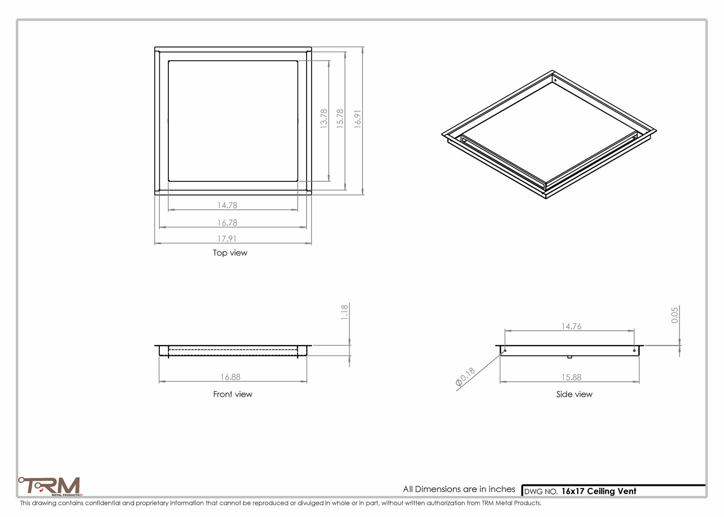 16x17-Modern-Ceiling-Vent Cover-TRM Metal- 17x16