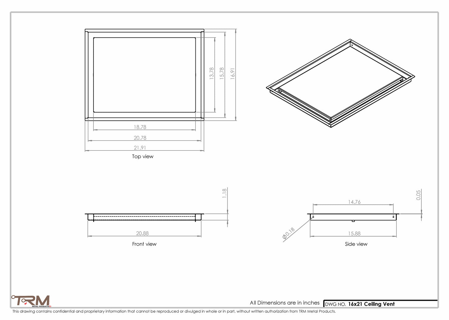 16x21-Modern-Ceiling-Vent Cover-TRM Metal- 21x16