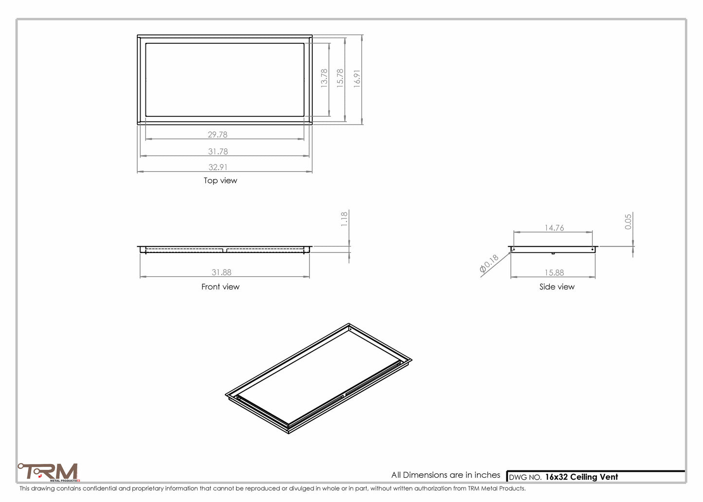16x32-Modern-Ceiling-Vent Cover-TRM Metal- 32x16