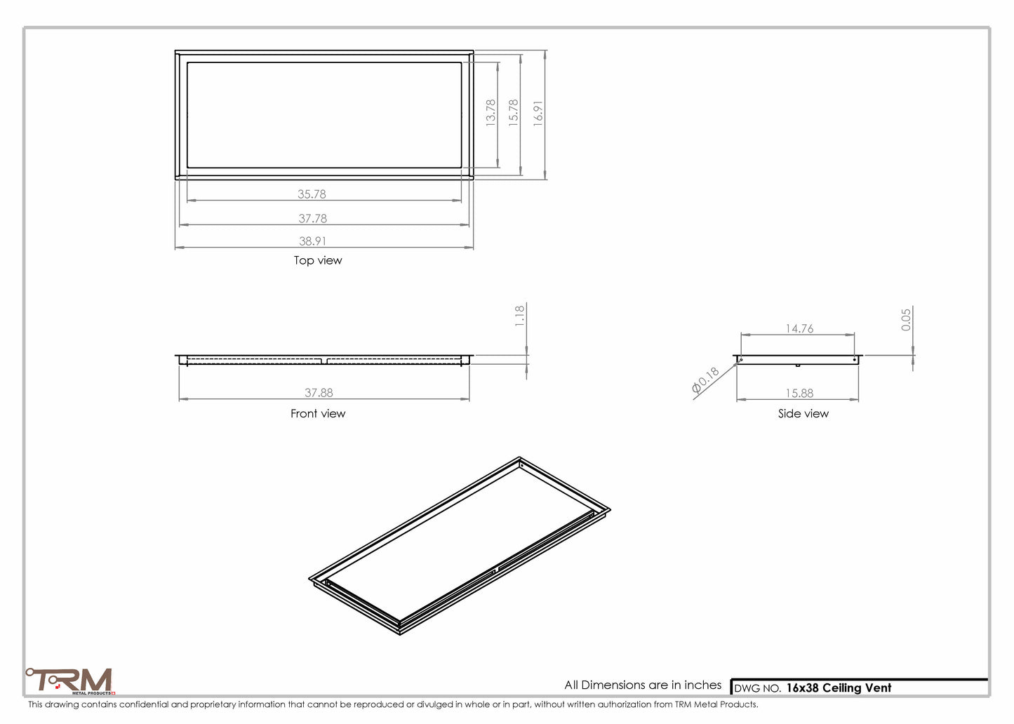 16x38-Modern-Ceiling-Vent Cover-TRM Metal- 38x16