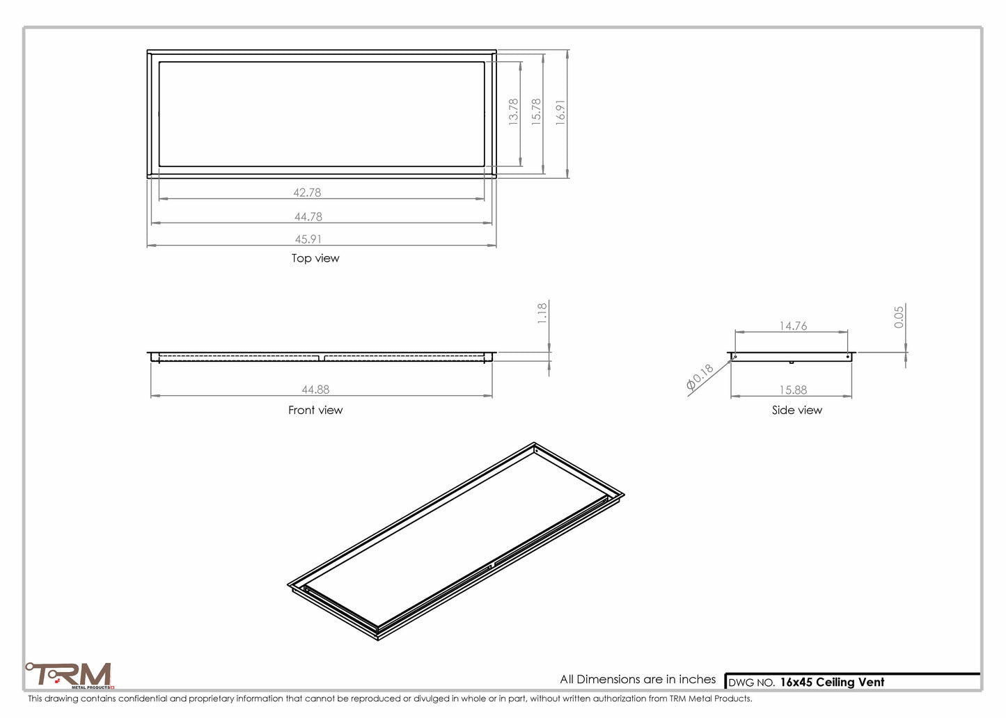 16x45-Modern-Ceiling-Vent Cover-TRM Metal- 45x16