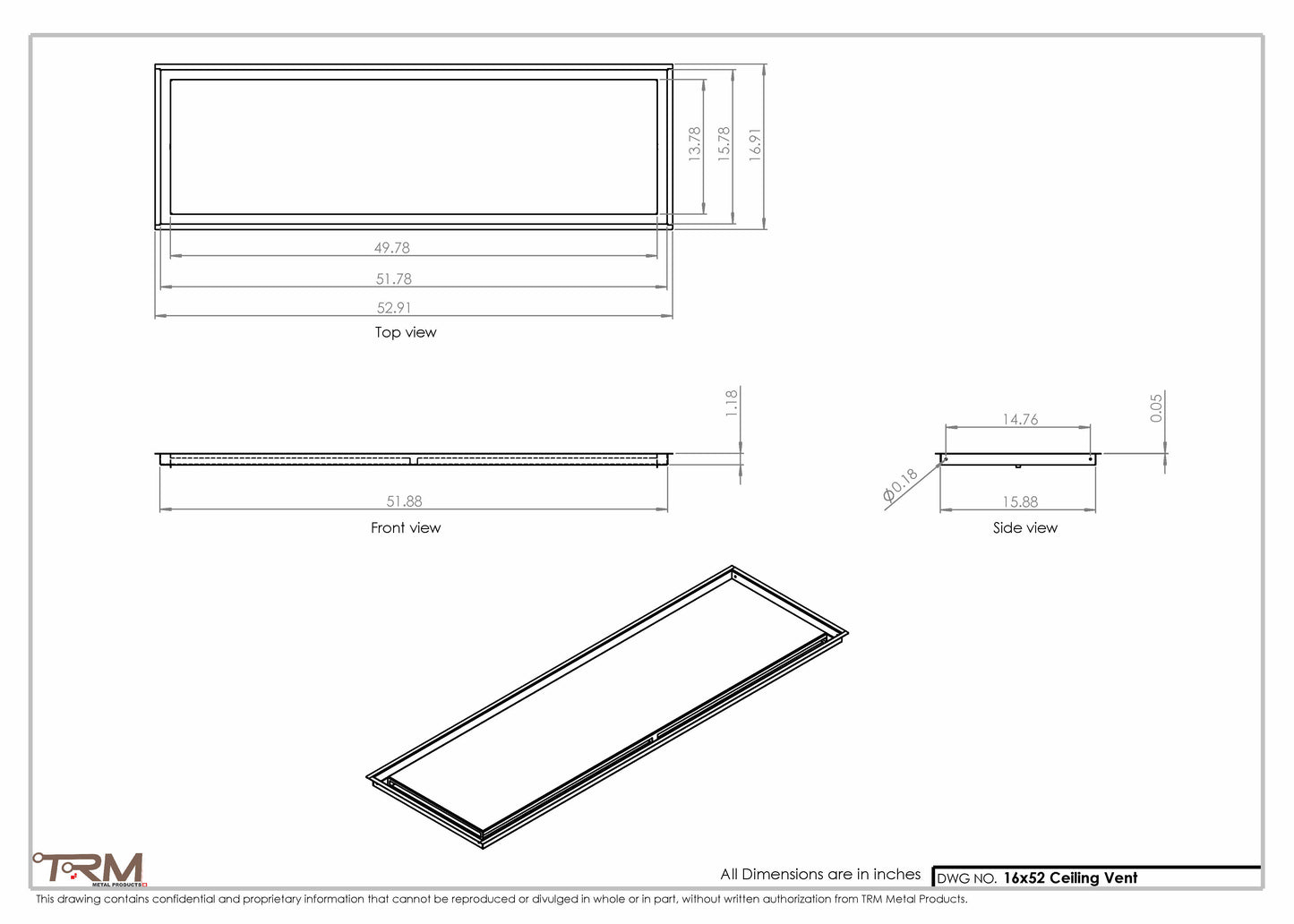 16x52-Modern-Ceiling-Vent Cover-TRM Metal- 52x16