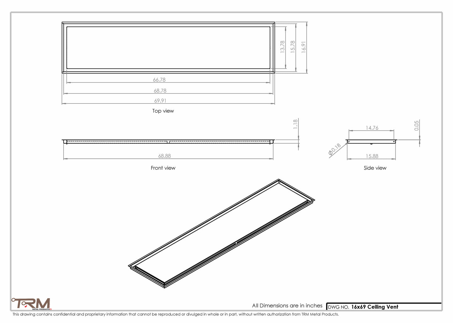 16x69-Modern-Ceiling-Vent Cover-TRM Metal- 69x16