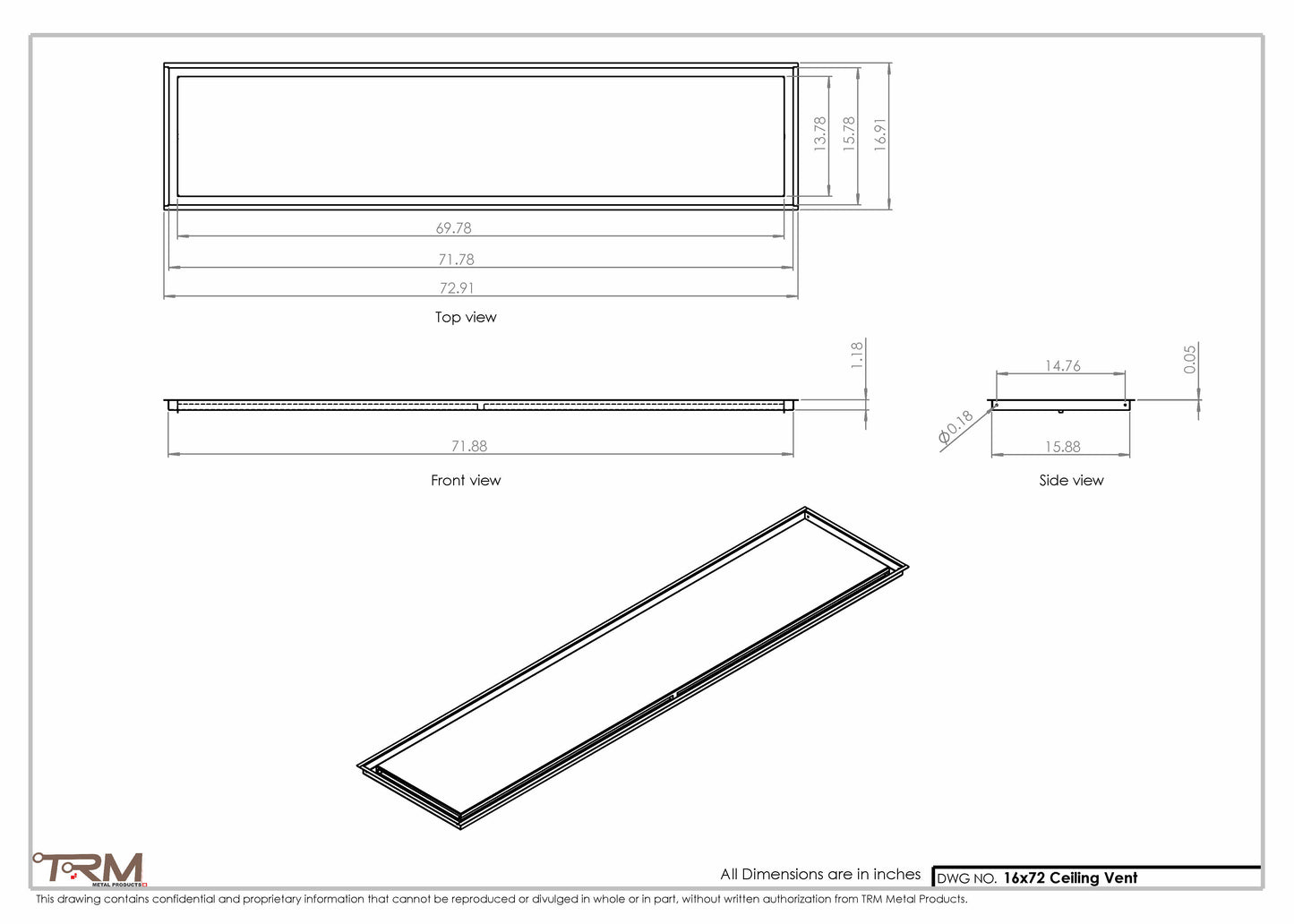 16x72-Modern-Ceiling-Vent Cover-TRM Metal- 72x16