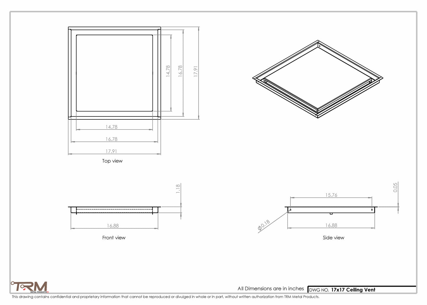 17x17-Modern-Ceiling-Vent Cover-TRM Metal 17x17