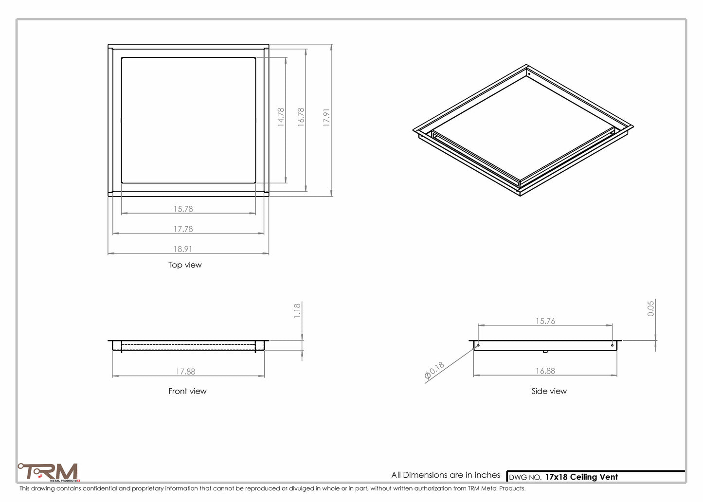 17x18-Modern-Ceiling-Vent Cover-TRM Metal- 18x17
