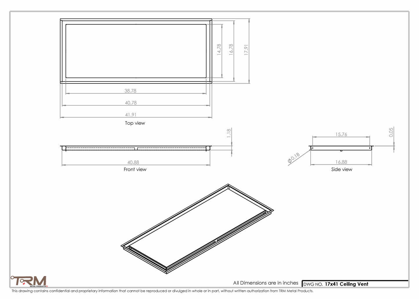 17x41-Modern-Ceiling-Vent Cover-TRM Metal- 41x17