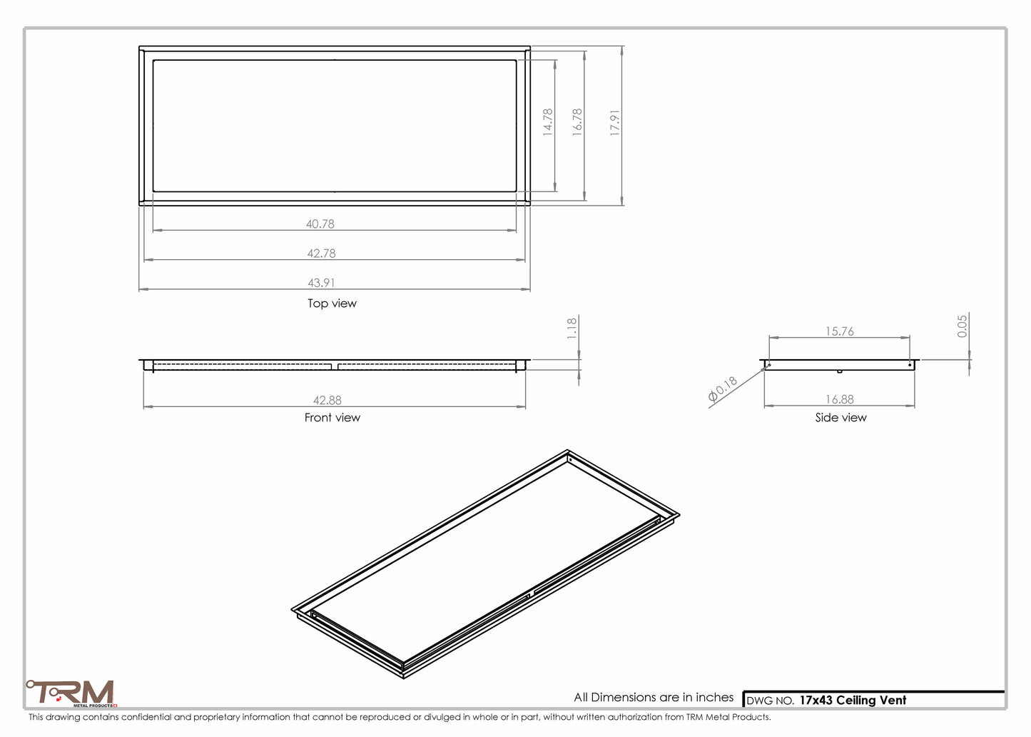 17x43-Modern-Ceiling-Vent Cover-TRM Metal- 43x17