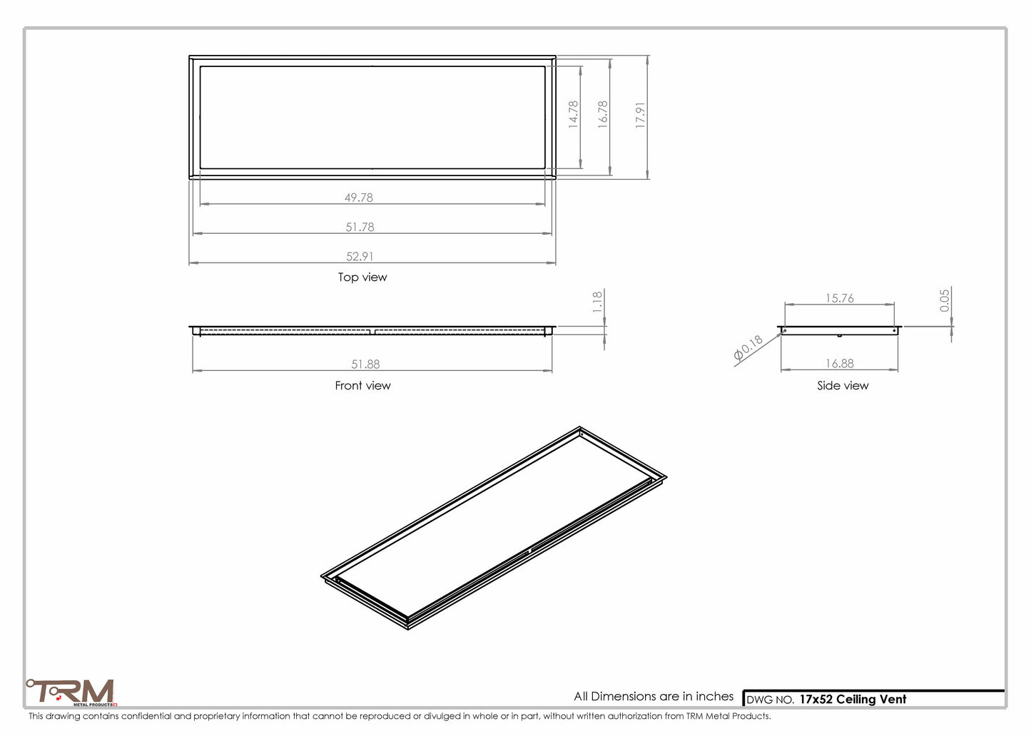 17x52-Modern-Ceiling-Vent Cover-TRM Metal- 52x17