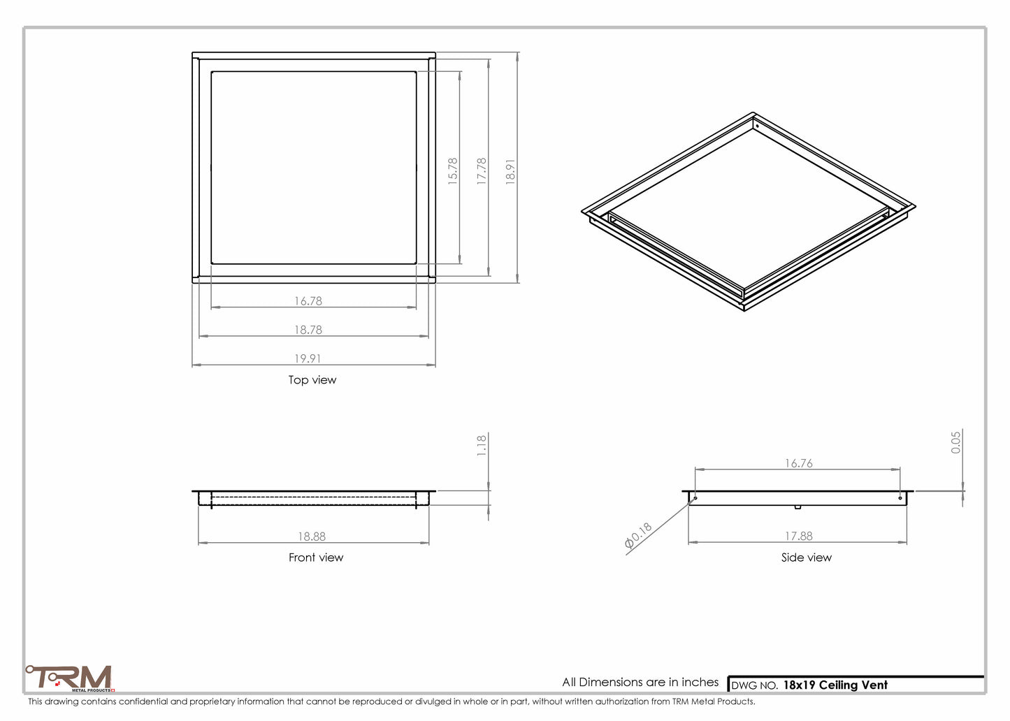 18x19-Modern-Ceiling-Vent Cover-TRM Metal- 19x18