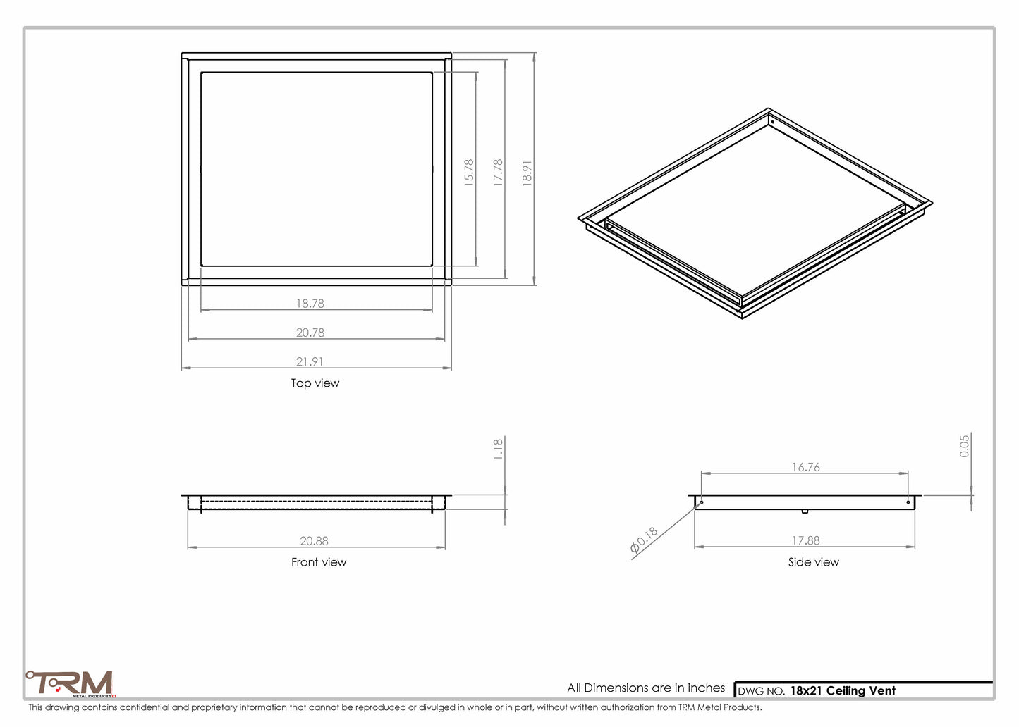 18x21-Modern-Ceiling-Vent Cover-TRM Metal- 21x18