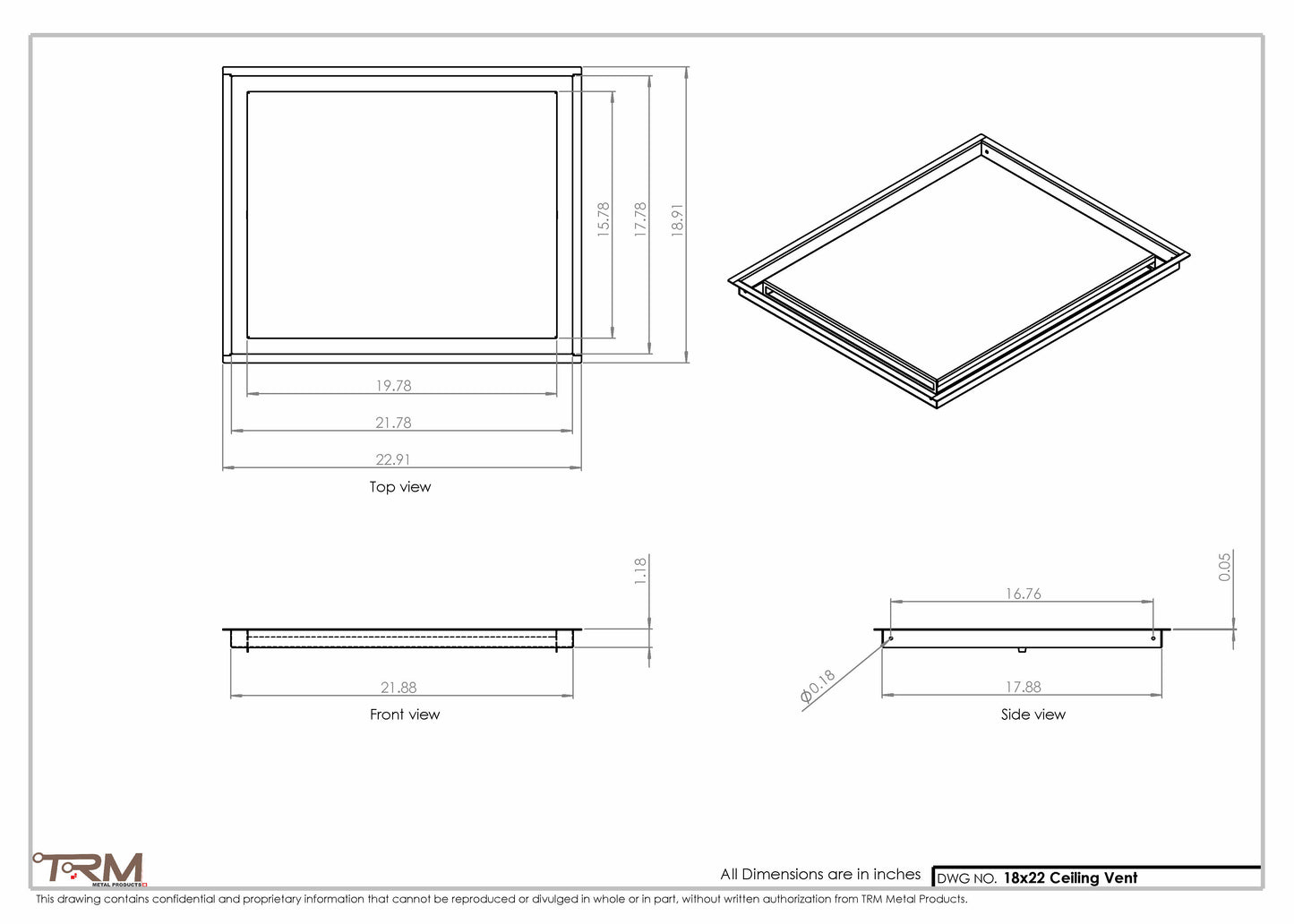 18x22-Modern-Ceiling-Vent Cover-TRM Metal- 22x18