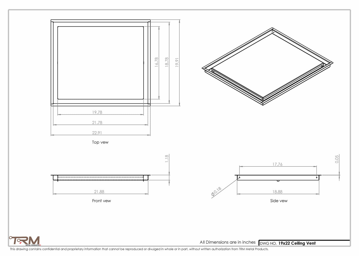 19x22-Modern-Ceiling-Vent Cover-TRM Metal- 22x19