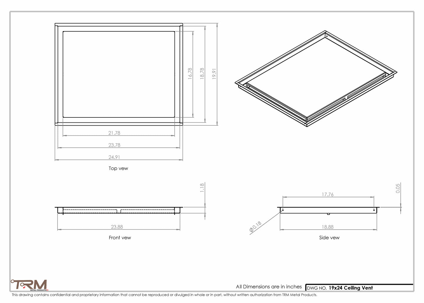 19x24-Modern-Ceiling-Vent Cover-TRM Metal- 24x19