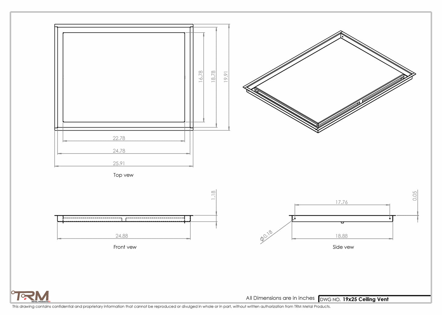 19x25-Modern-Ceiling-Vent Cover-TRM Metal- 25x19