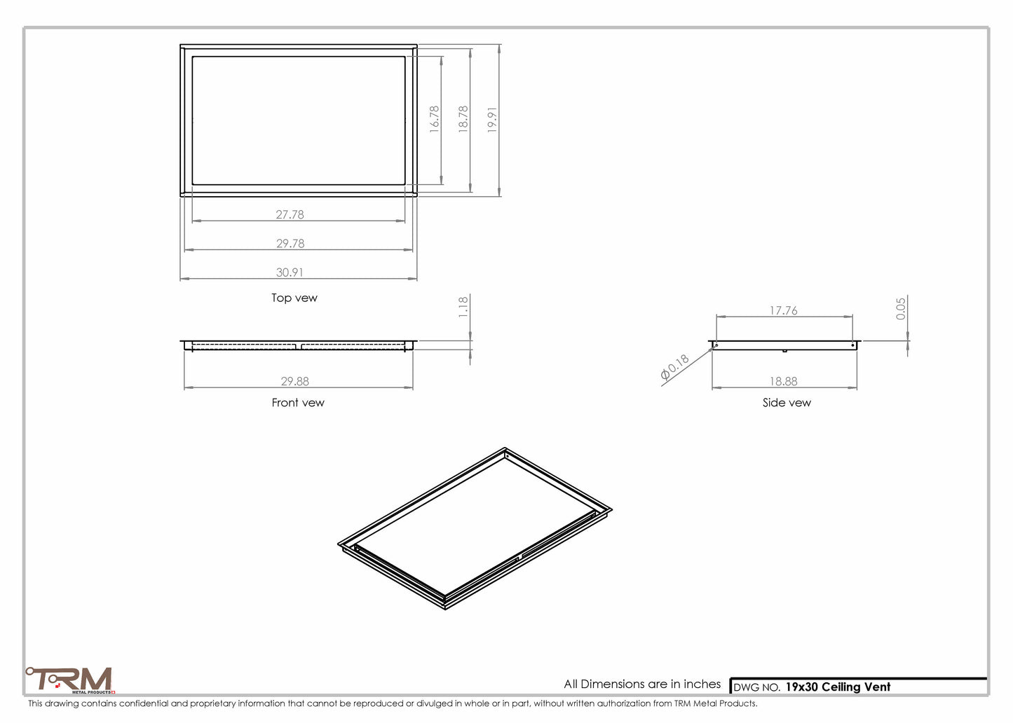19x30-Modern-Ceiling-Vent Cover-TRM Metal- 30x19