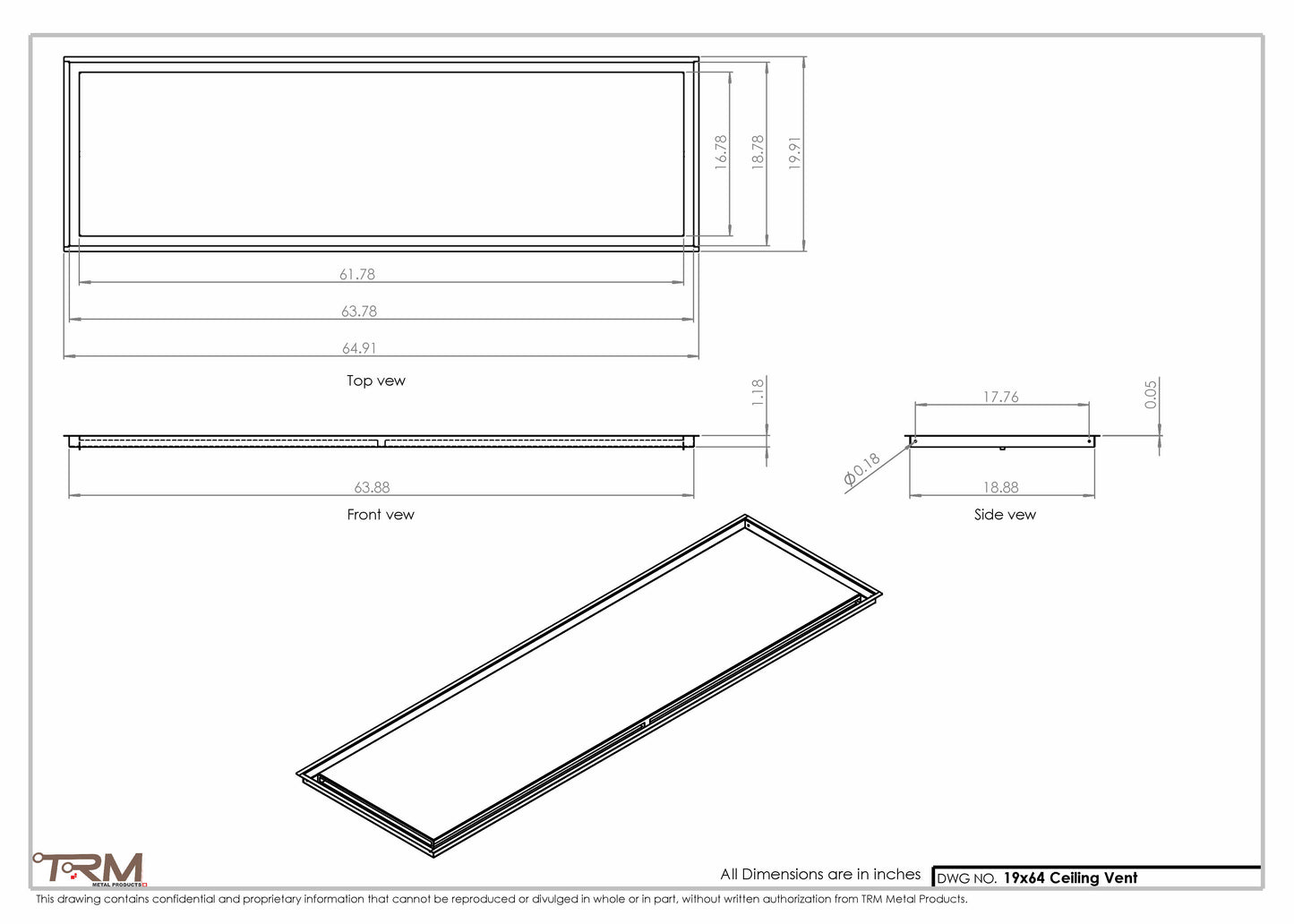 19x64-Modern-Ceiling-Vent Cover-TRM Metal- 64x19
