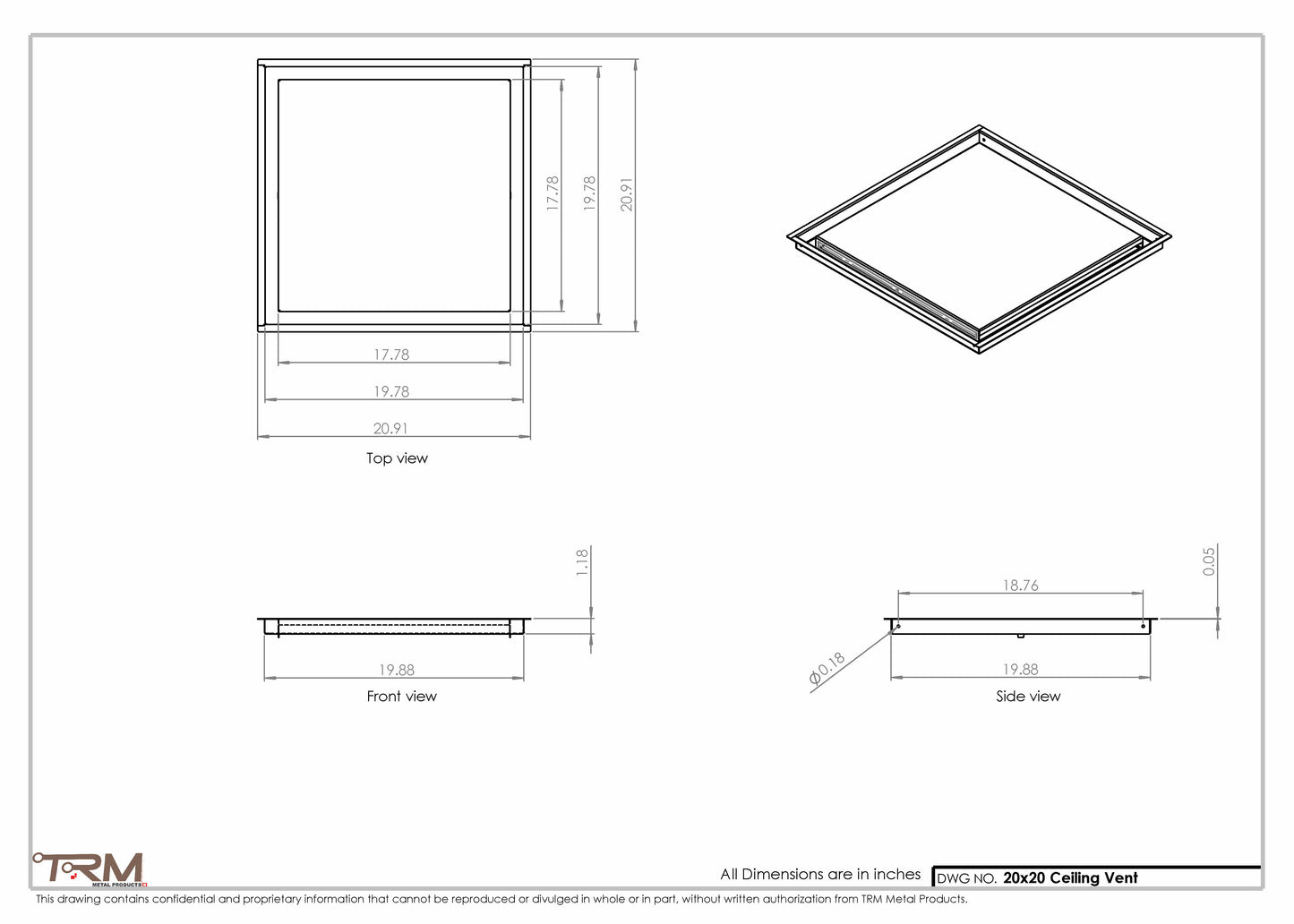 20x20-Modern-Ceiling-Vent Cover-TRM Metal 20x20