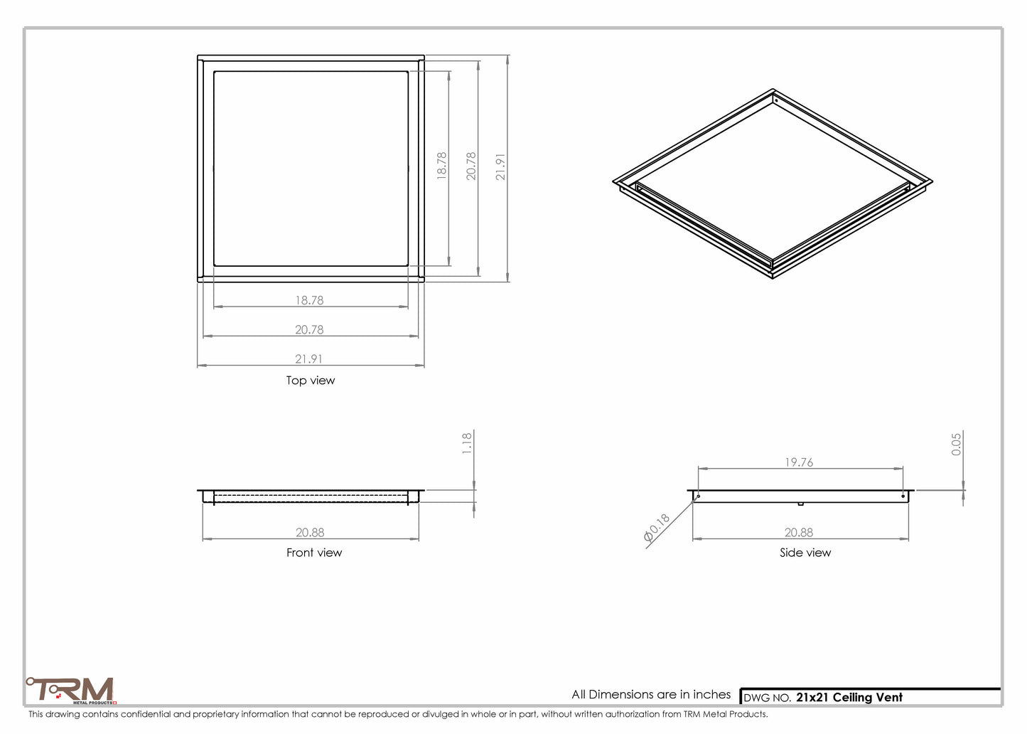 21x21-Modern-Ceiling-Vent Cover-TRM Metal 21x21