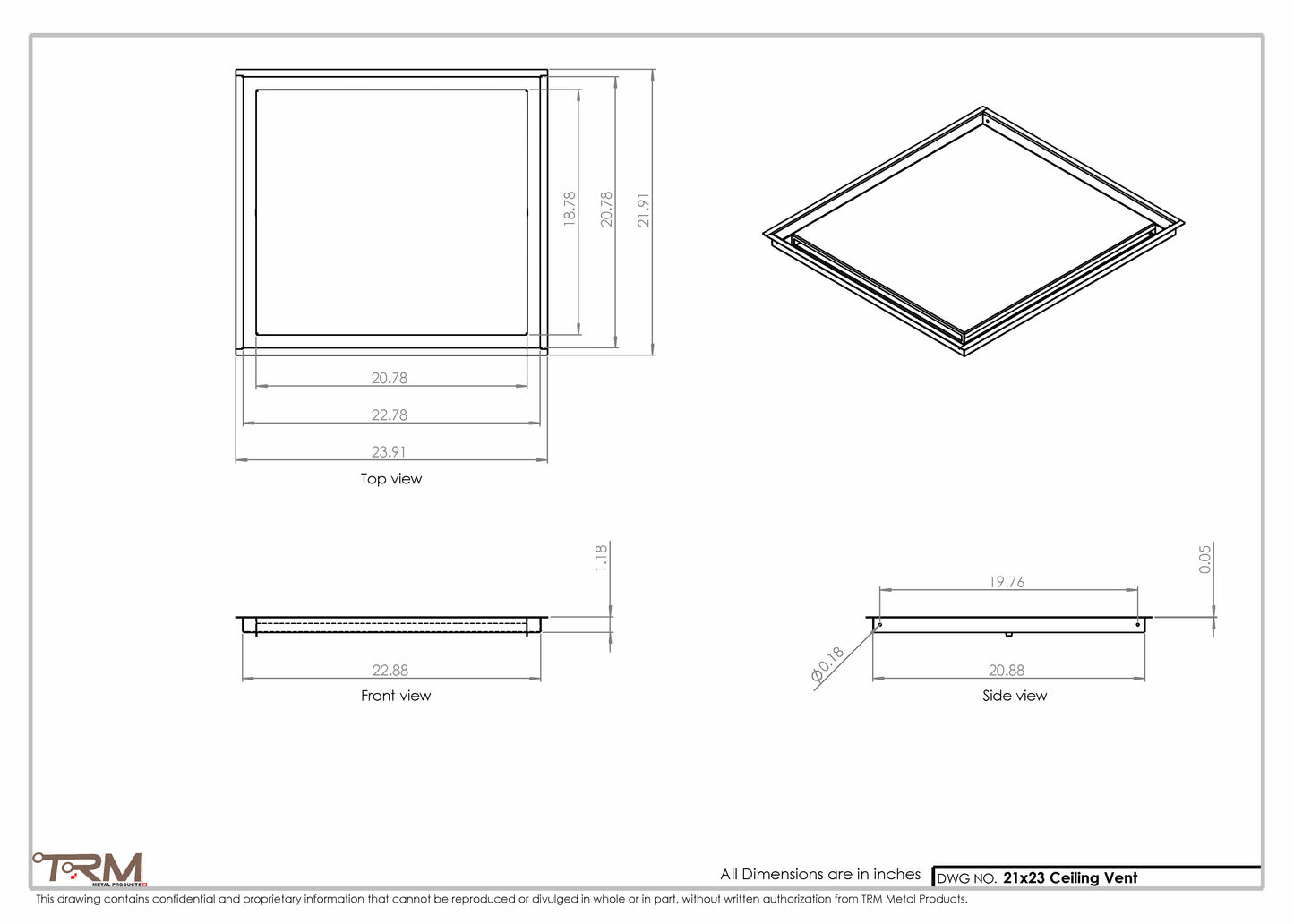 21x23-Modern-Ceiling-Vent Cover-TRM Metal- 23x21