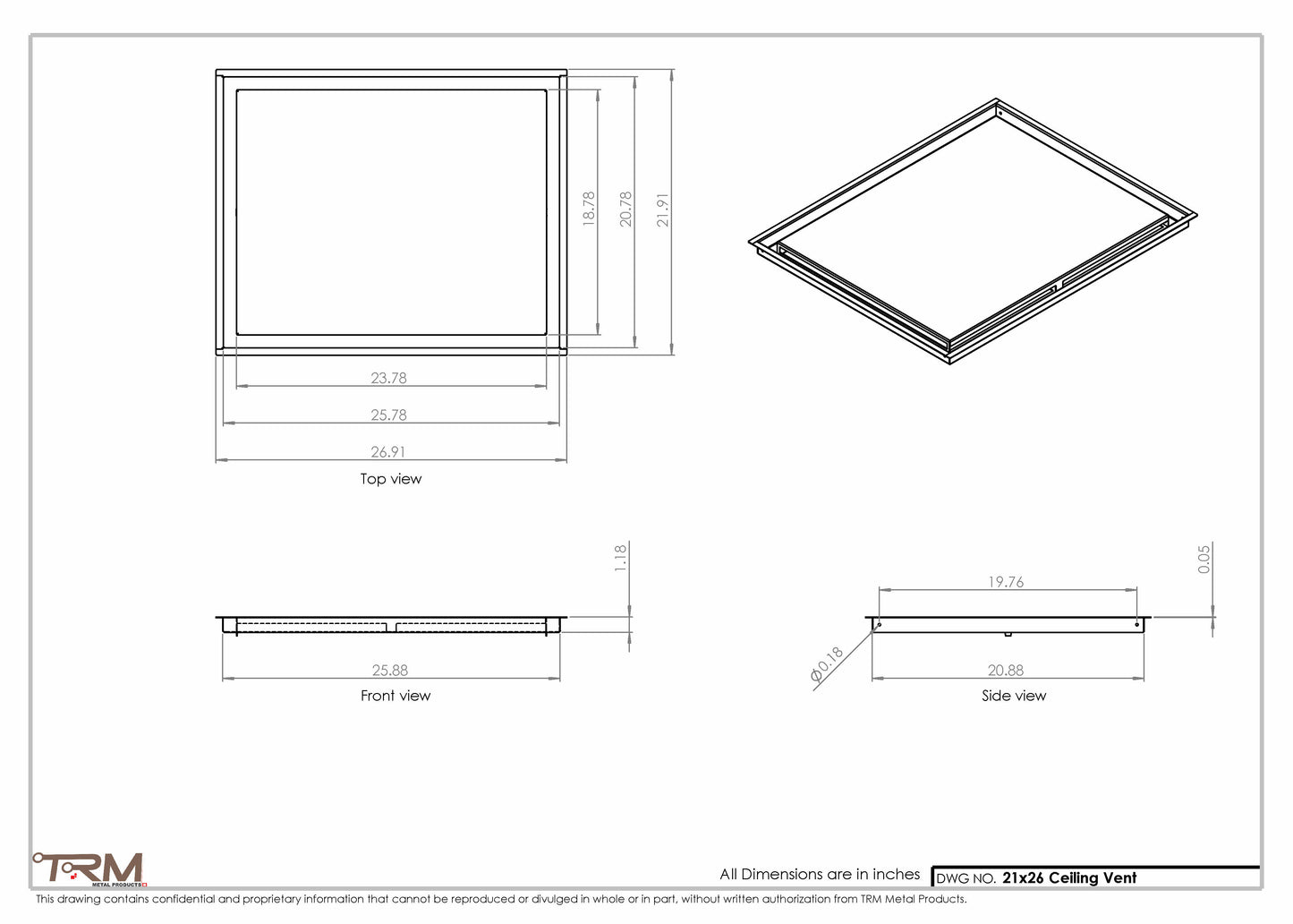 21x26-Modern-Ceiling-Vent Cover-TRM Metal- 26x21
