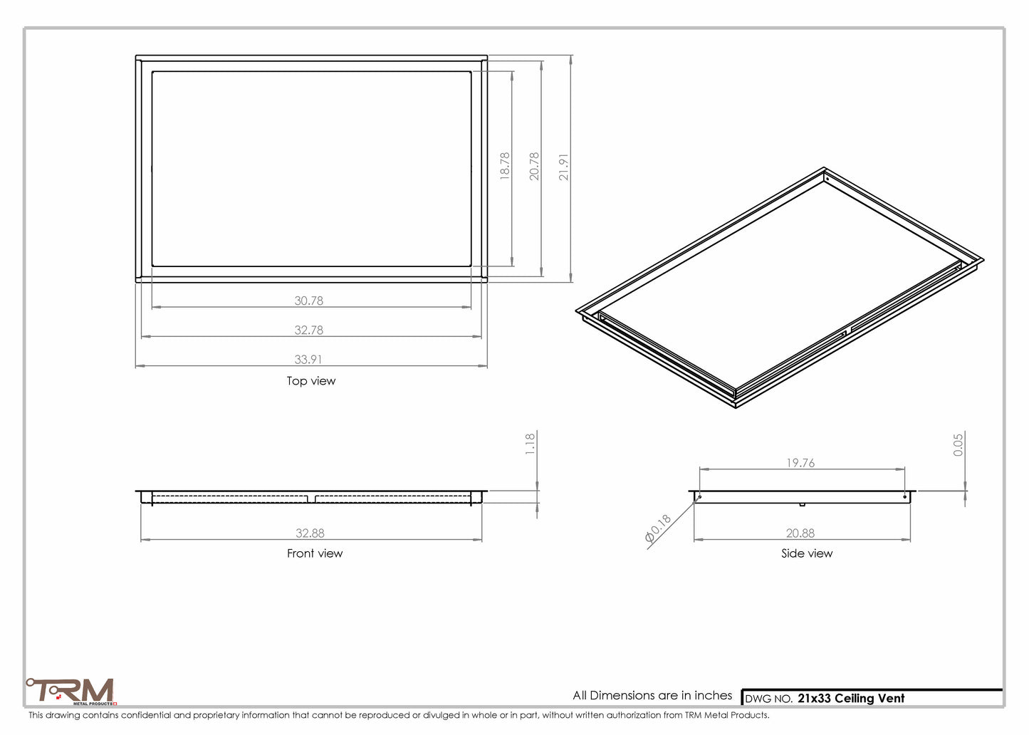21x33-Modern-Ceiling-Vent Cover-TRM Metal- 33x21