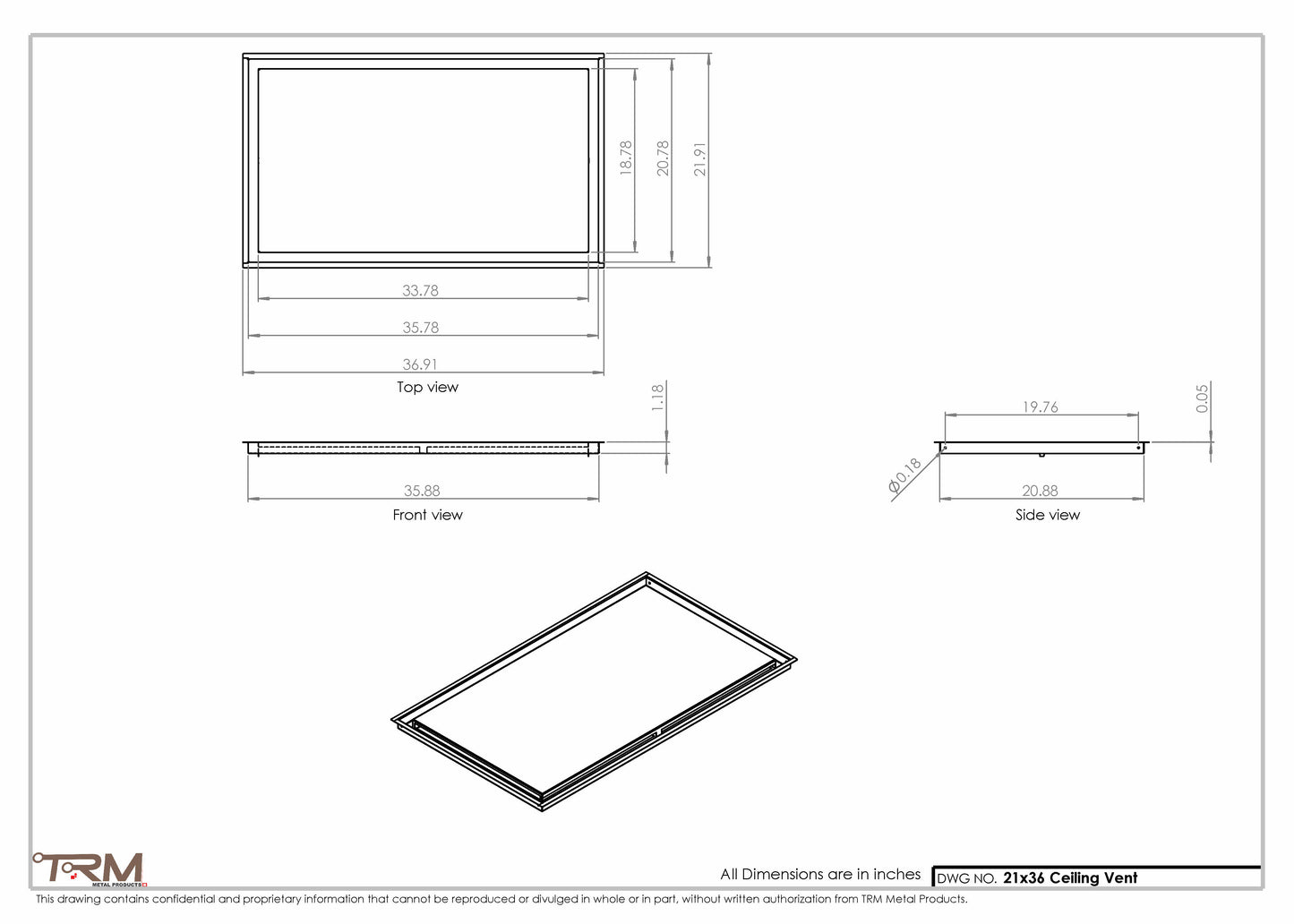 21x36-Modern-Ceiling-Vent Cover-TRM Metal- 36x21