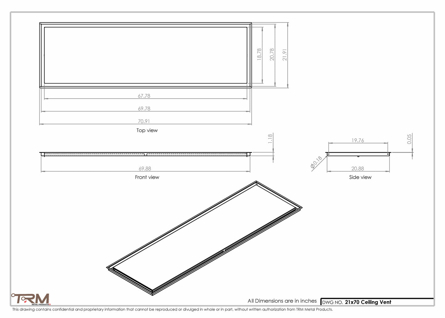 21x70-Modern-Ceiling-Vent Cover-TRM Metal- 70x21
