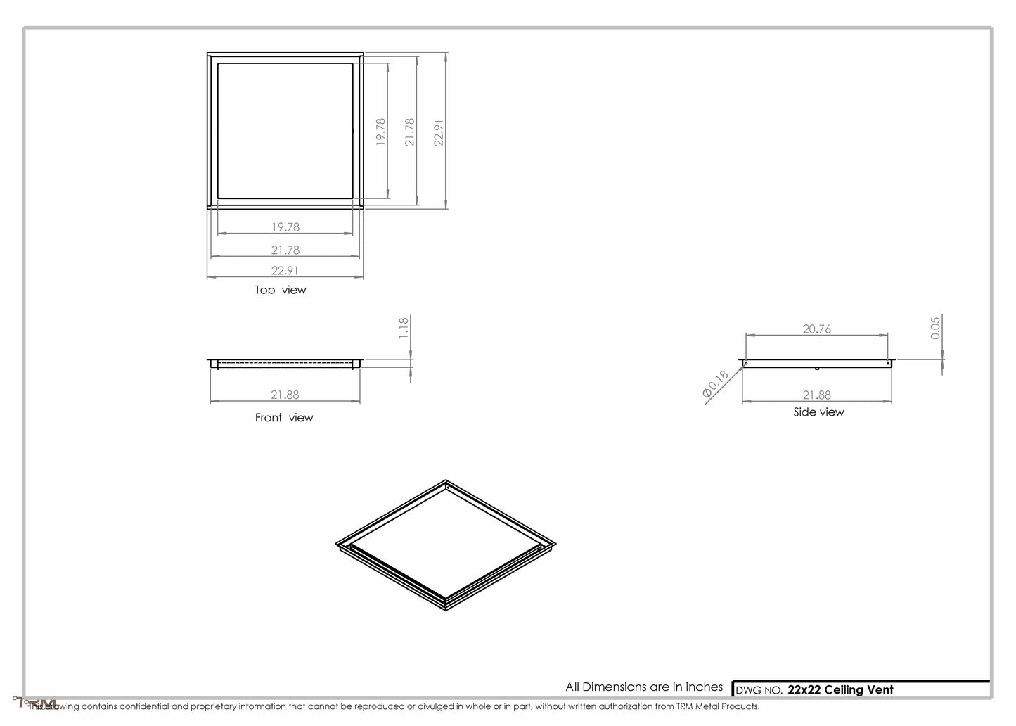22x22-Modern-Ceiling-Vent Cover-TRM Metal 22x22