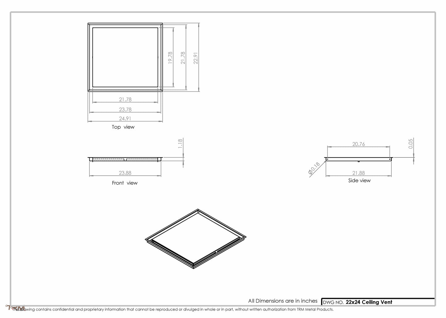 22x24-Modern-Ceiling-Vent Cover-TRM Metal- 24x22