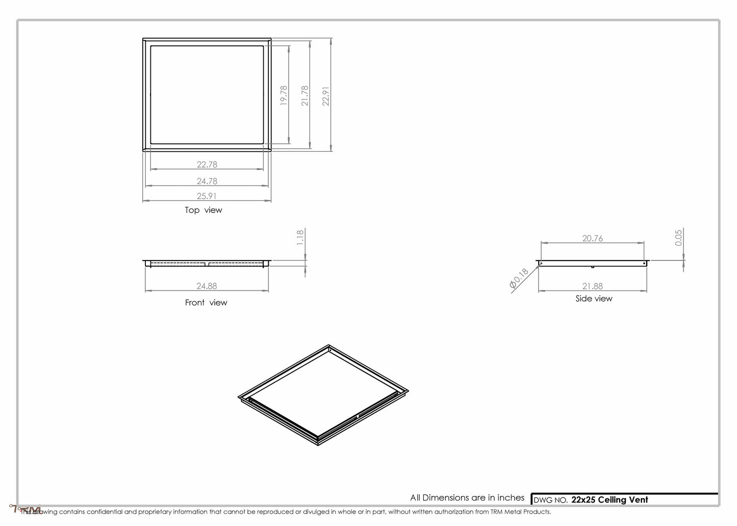 22x25-Modern-Ceiling-Vent Cover-TRM Metal- 25x22
