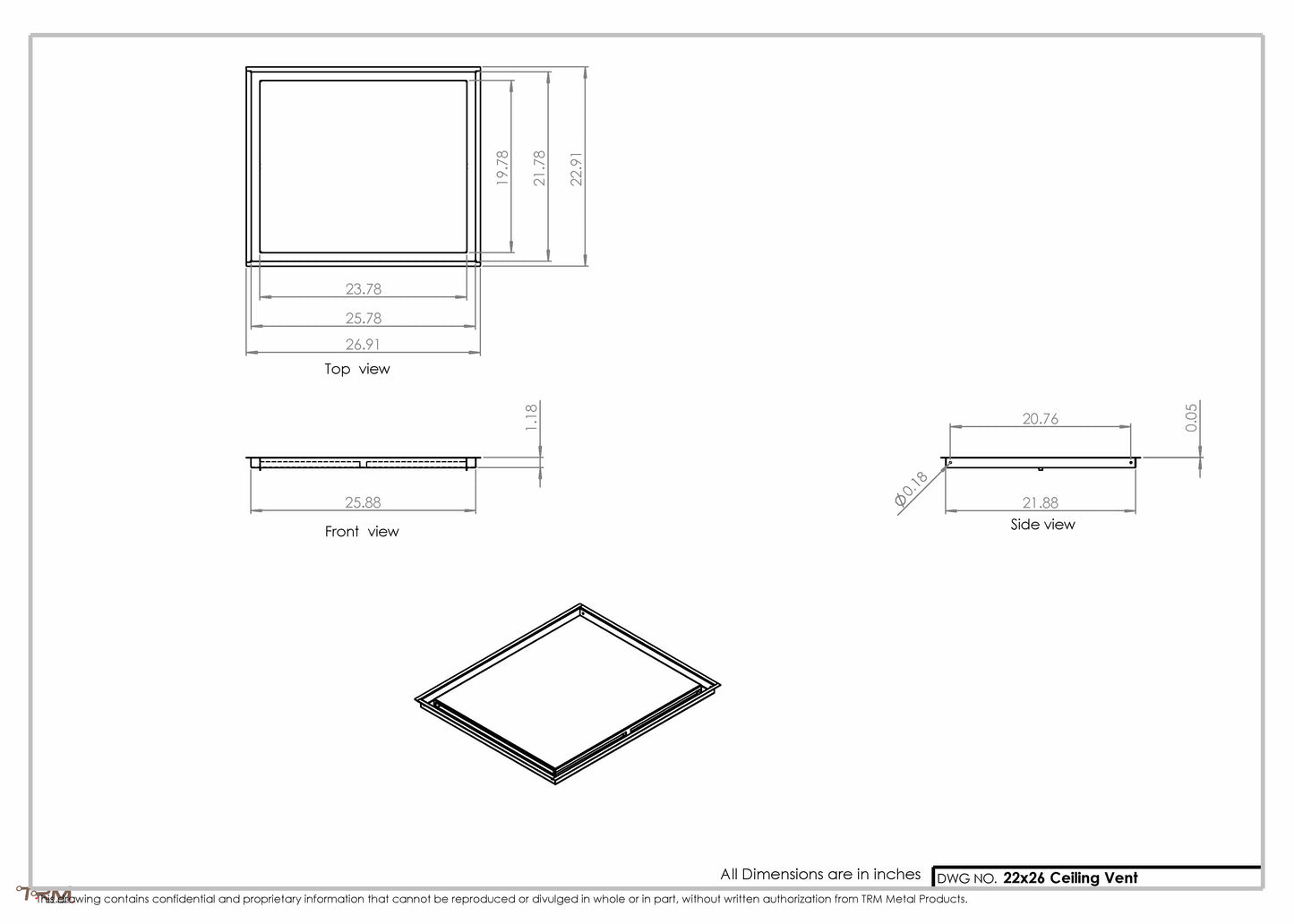 22x26-Modern-Ceiling-Vent Cover-TRM Metal- 26x22