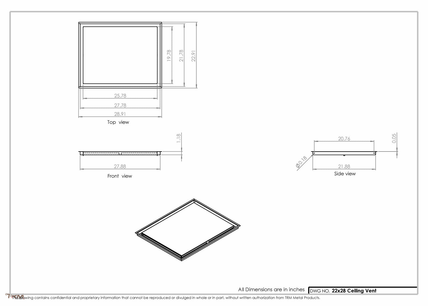 22x28-Modern-Ceiling-Vent Cover-TRM Metal- 28x22