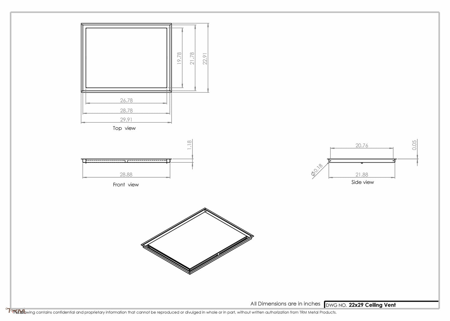 22x29-Modern-Ceiling-Vent Cover-TRM Metal- 29x22