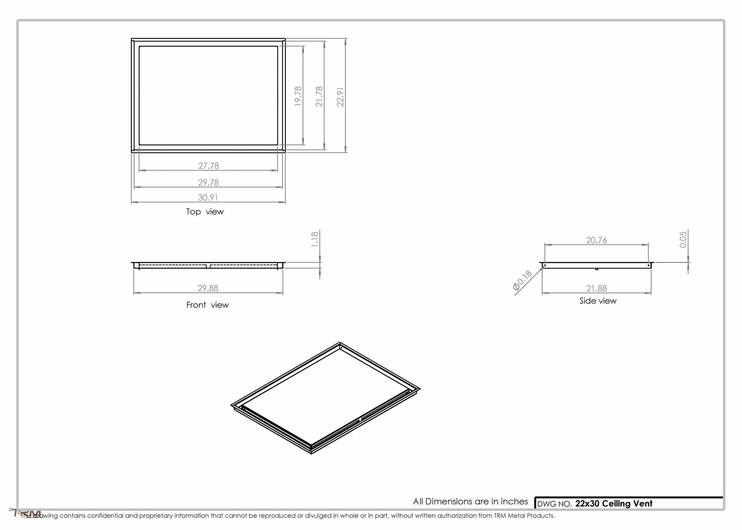 22x30-Modern-Ceiling-Vent Cover-TRM Metal- 30x22