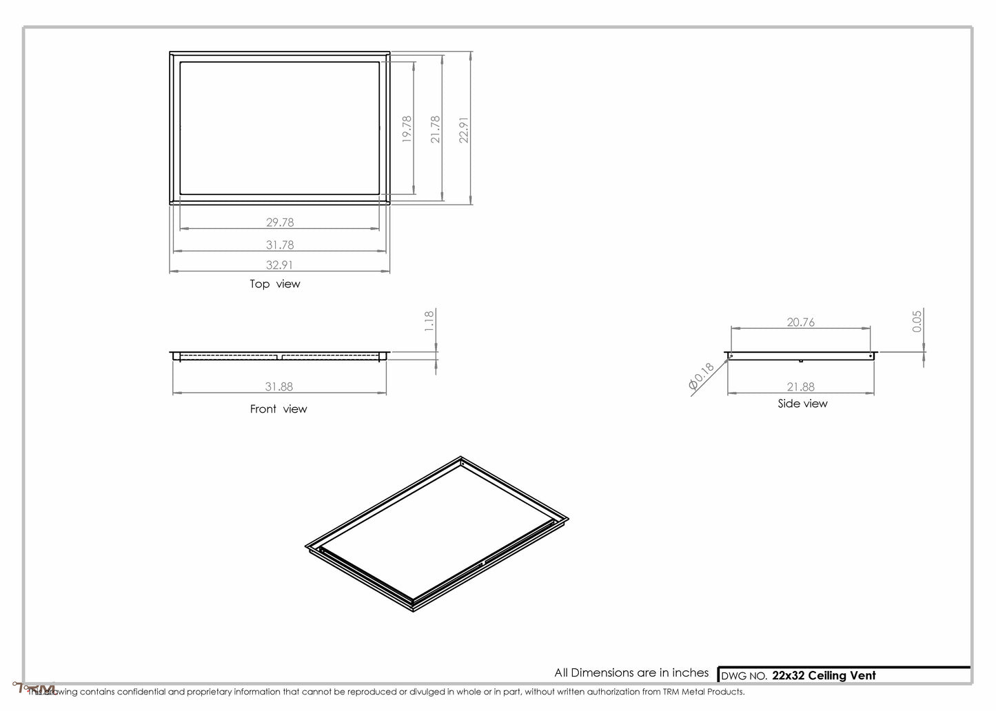 22x32-Modern-Ceiling-Vent Cover-TRM Metal- 32x22