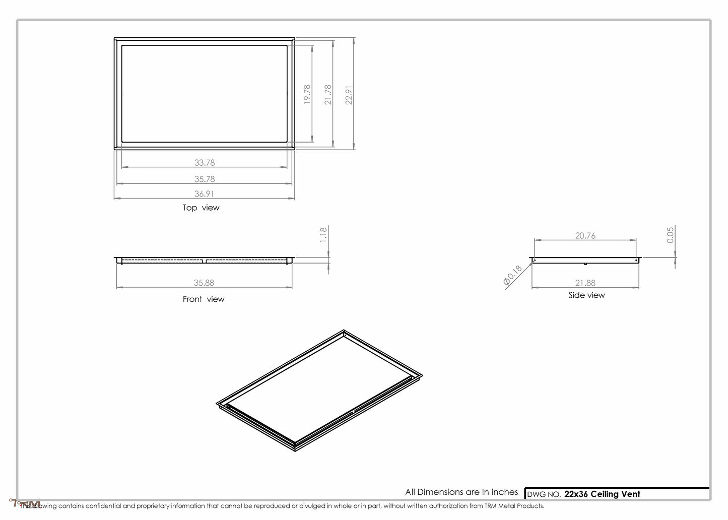 22x36-Modern-Ceiling-Vent Cover-TRM Metal- 36x22