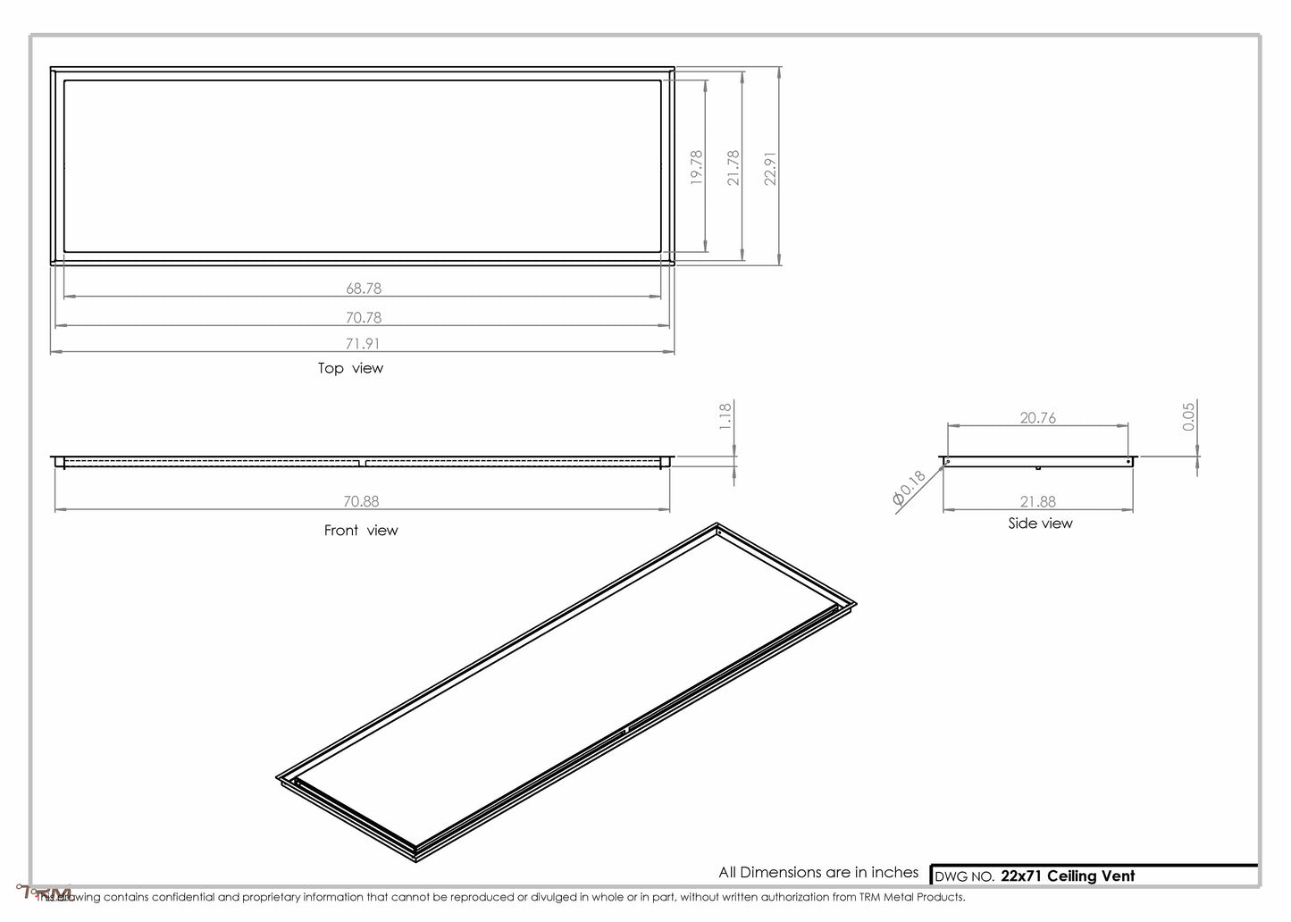 22x71-Modern-Ceiling-Vent Cover-TRM Metal- 71x22
